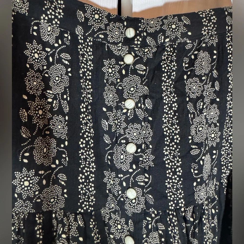 THE GREAT. Black and Cream Floral Maxi Skirt - Picture 4 of 13